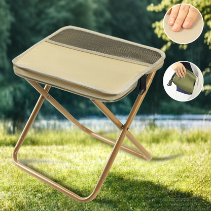 Portable Foldable Backpack Stool Lightweight Outdoor Seat with Storage Pockets
