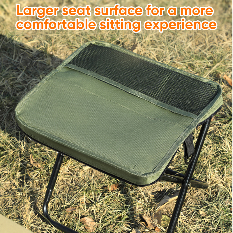 Portable Foldable Backpack Stool Lightweight Outdoor Seat with Storage Pockets