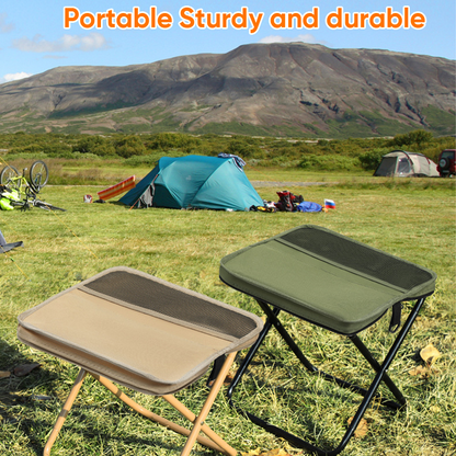 Portable Foldable Backpack Stool Lightweight Outdoor Seat with Storage Pockets
