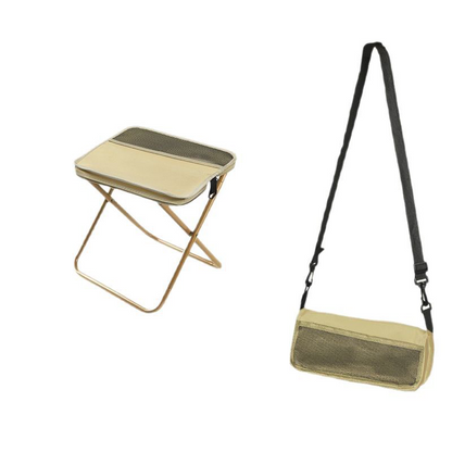Portable Foldable Backpack Stool Lightweight Outdoor Seat with Storage Pockets