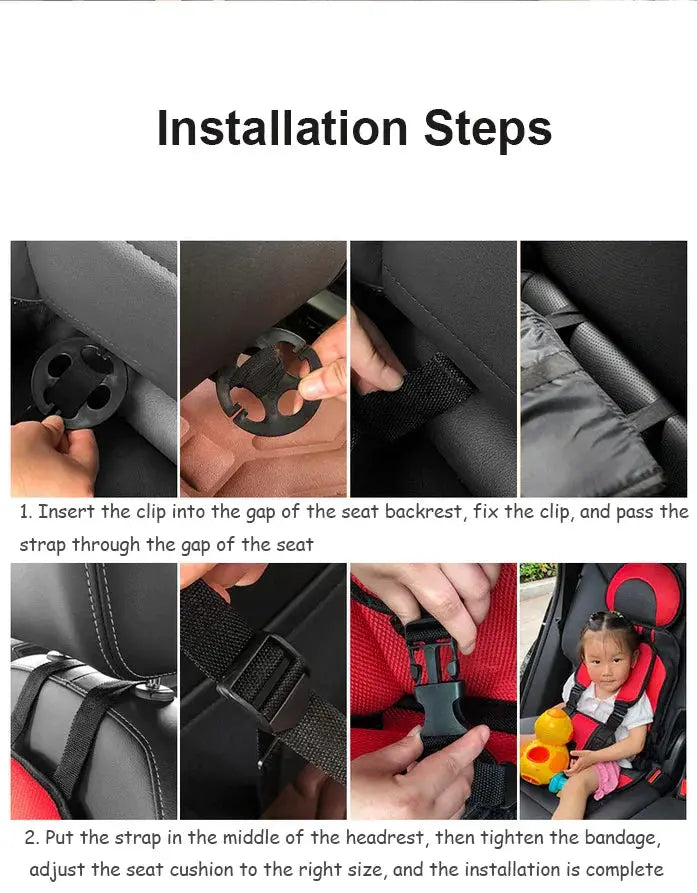Portable Foldable Child Car Seat with 5 Point Safety Harness