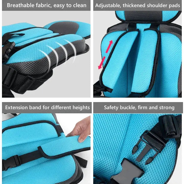 Portable Foldable Child Car Seat with 5 Point Safety Harness