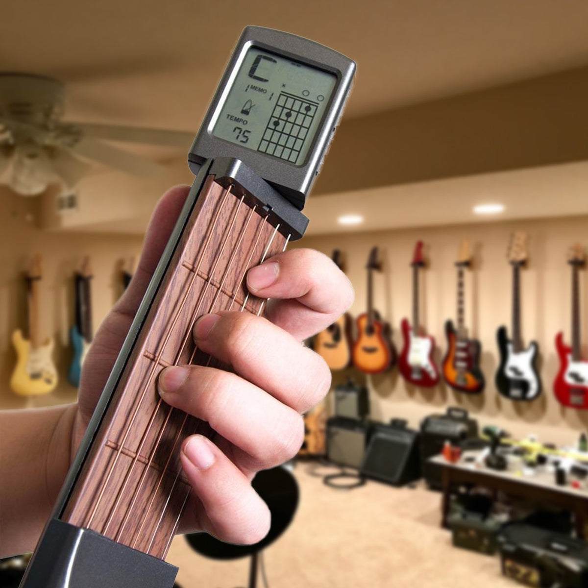 Portable Guitar Practice Trainer Pocket Chord Tool with Metronome