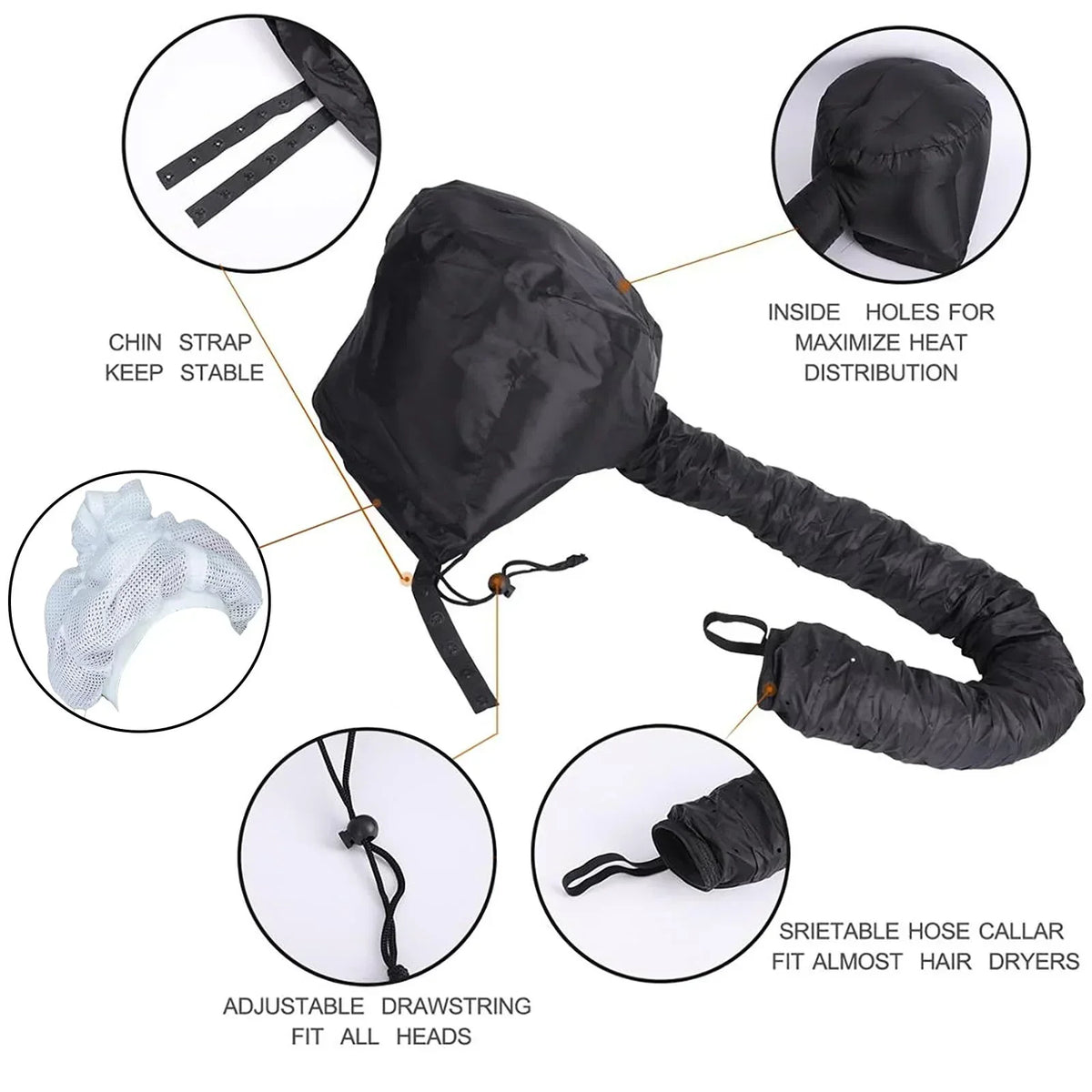 Portable Hair Bonnet Dryer Cap for Curly Hair