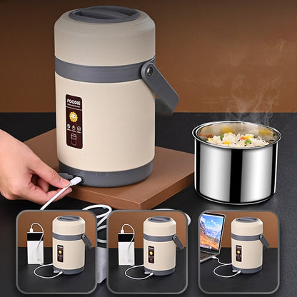 Portable USB Heated Lunch Box with Stainless Steel Container