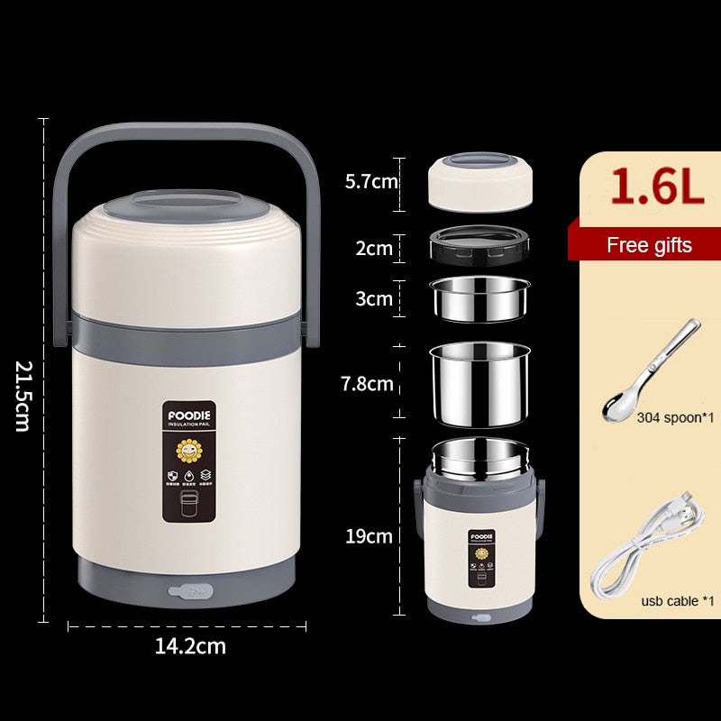 Portable USB Heated Lunch Box with Stainless Steel Container