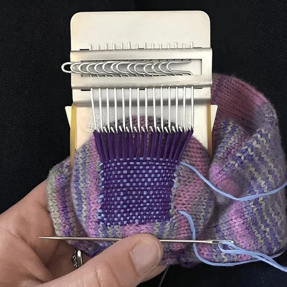 Portable Weaving Loom Tool Kit for Fabric Repair and Visible Mending