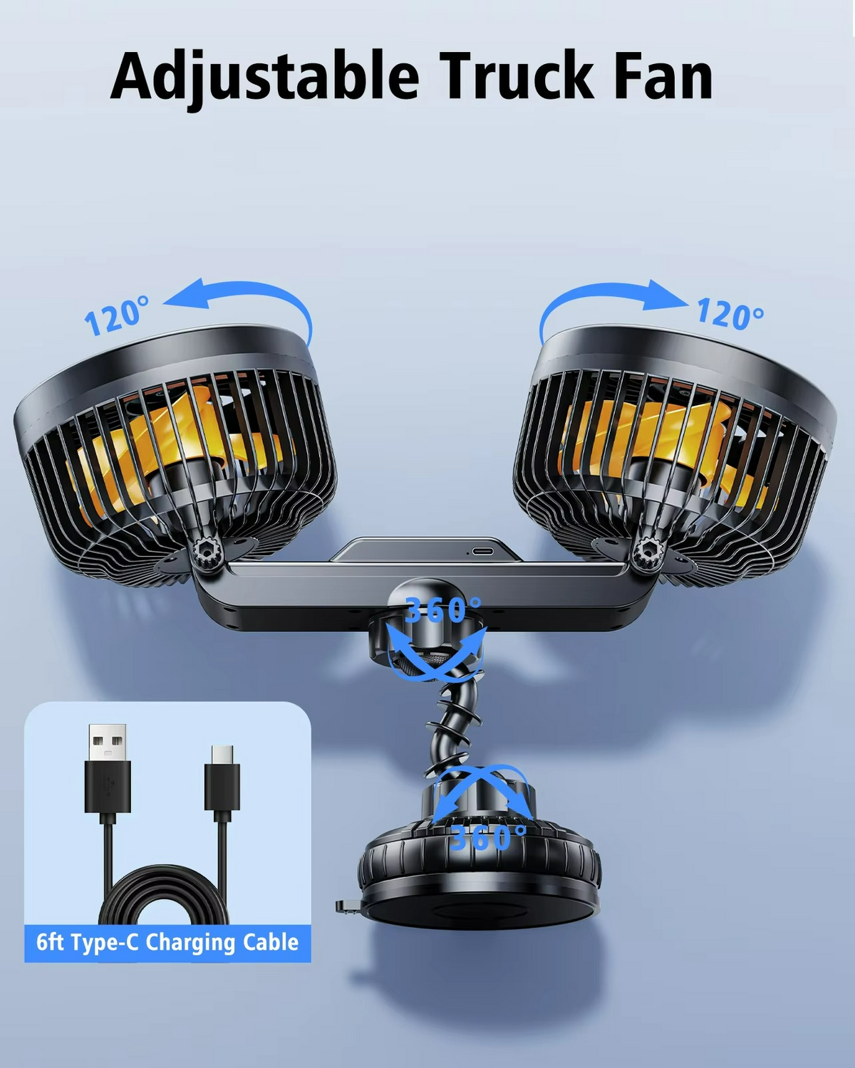 Portable Wireless Car Fan Rechargeable USB Cooling Fan 4000mAh