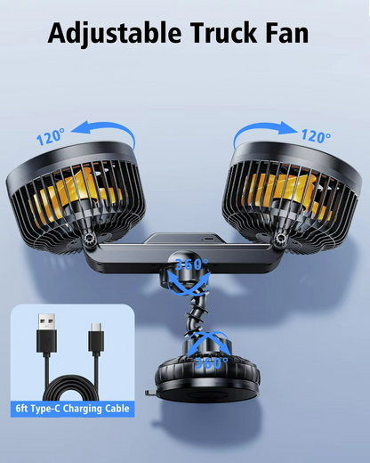 Portable Wireless Car Fan Rechargeable USB Cooling Fan 4000mAh