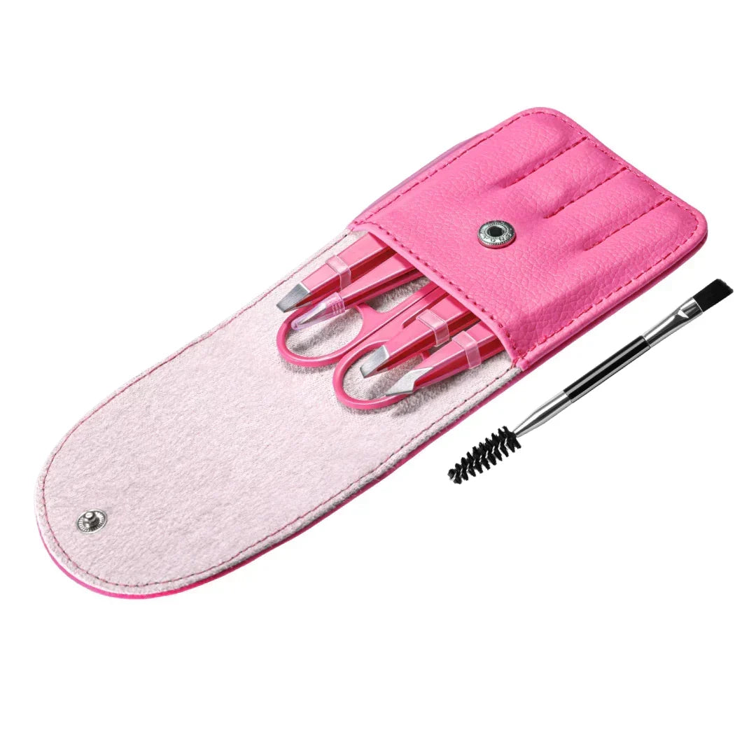 Precision Eyebrow Tweezers Set with 6-Piece Grooming Kit
