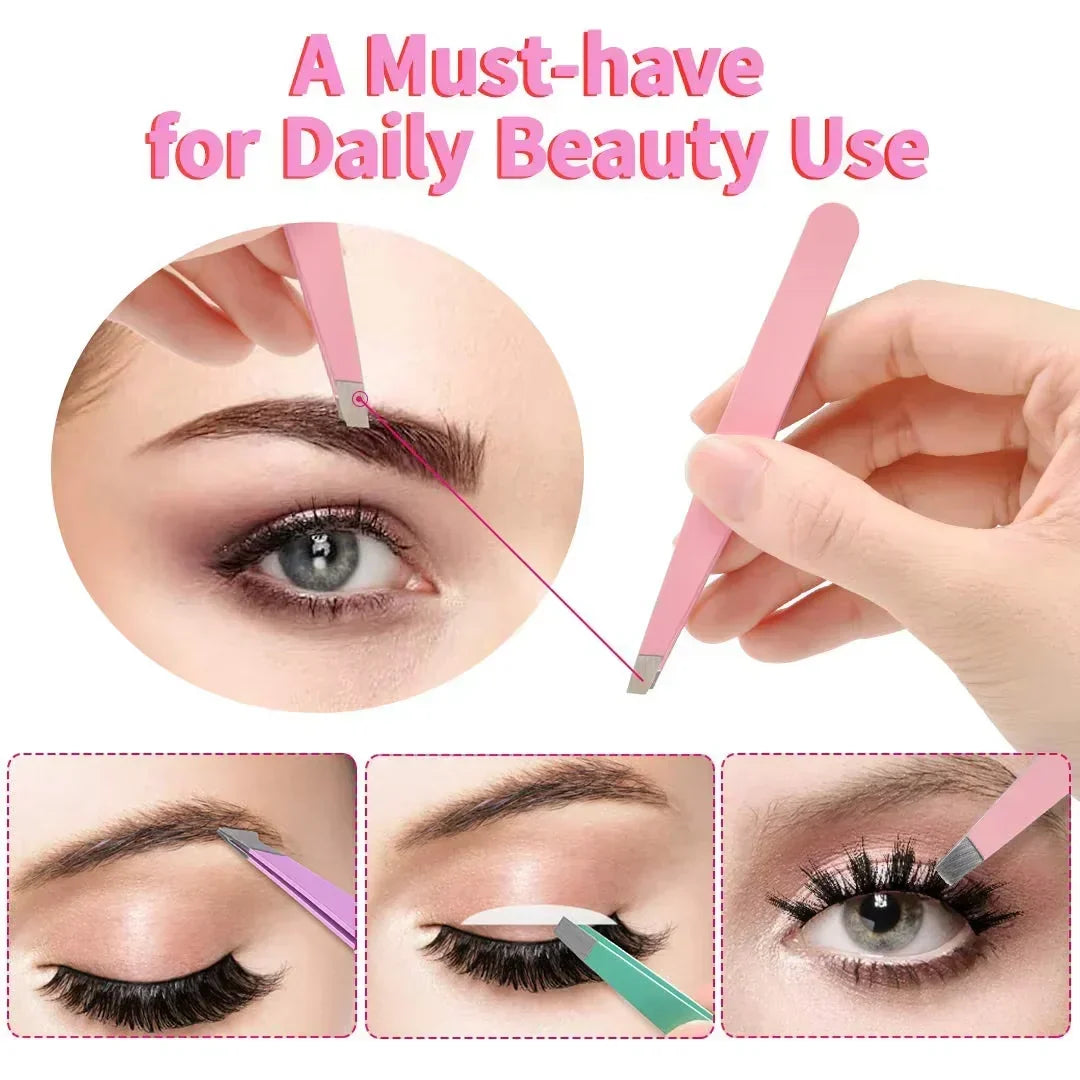 Precision Eyebrow Tweezers Set with 6-Piece Grooming Kit