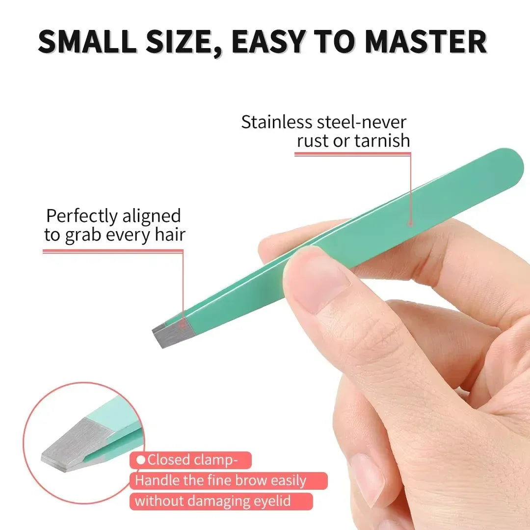 Precision Eyebrow Tweezers Set with 6-Piece Grooming Kit