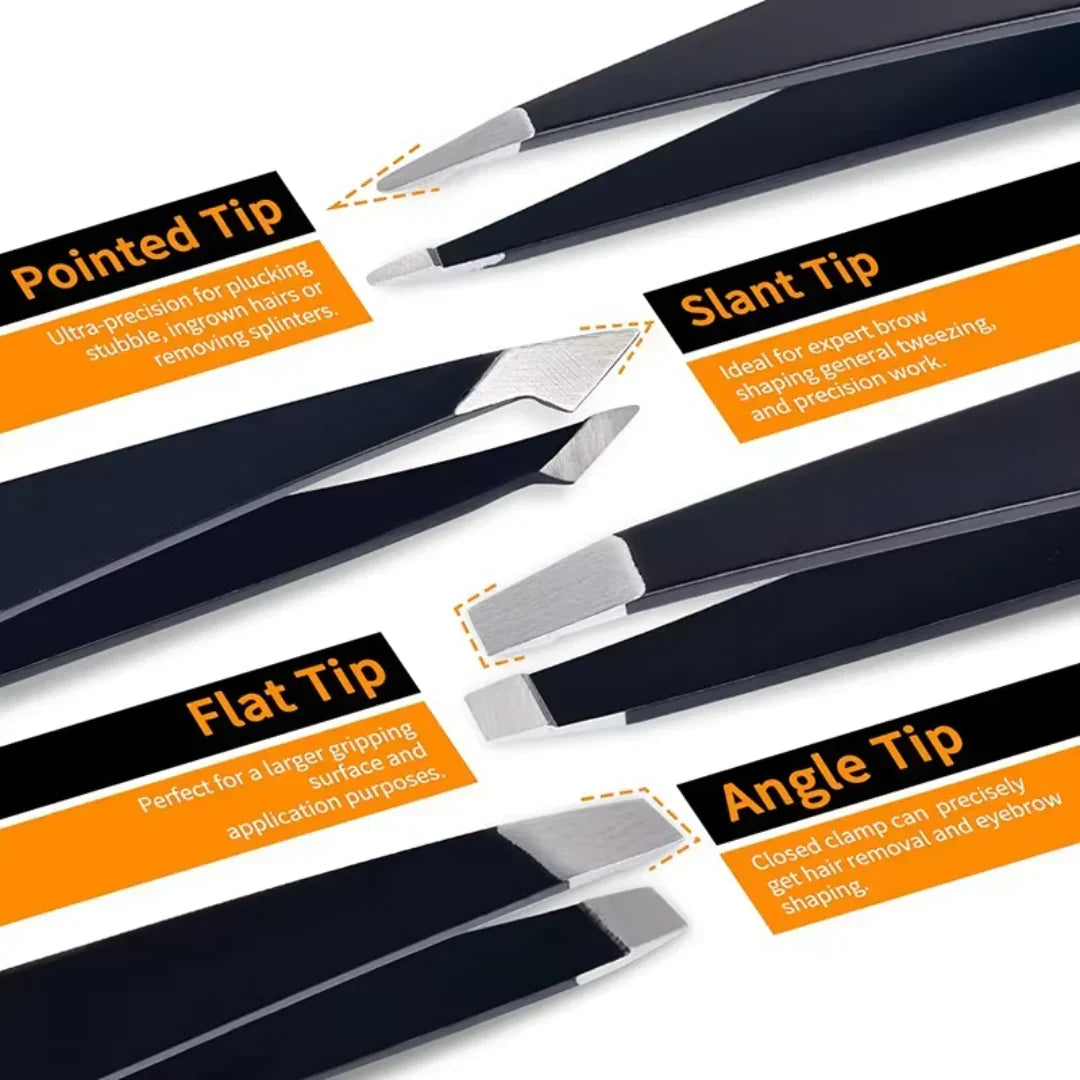 Precision Eyebrow Tweezers Set with 6-Piece Grooming Kit
