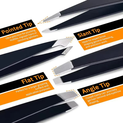 Precision Eyebrow Tweezers Set with 6-Piece Grooming Kit