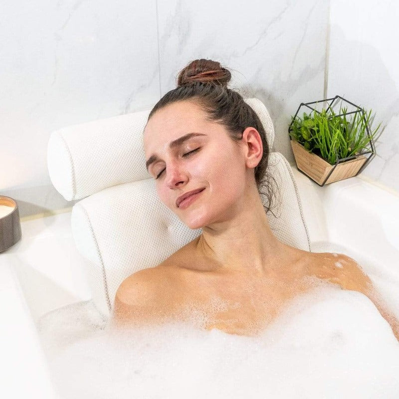 Premium Bath Pillow With Neck Support And Suction Cups