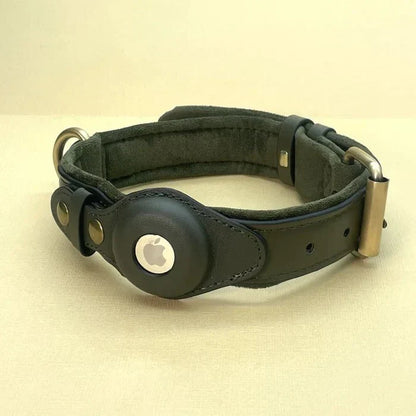 Premium Leather AirTag Holder Dog Collar Waterproof Pet Collar
