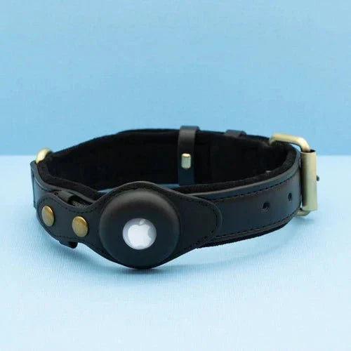 Premium Leather AirTag Holder Dog Collar Waterproof Pet Collar
