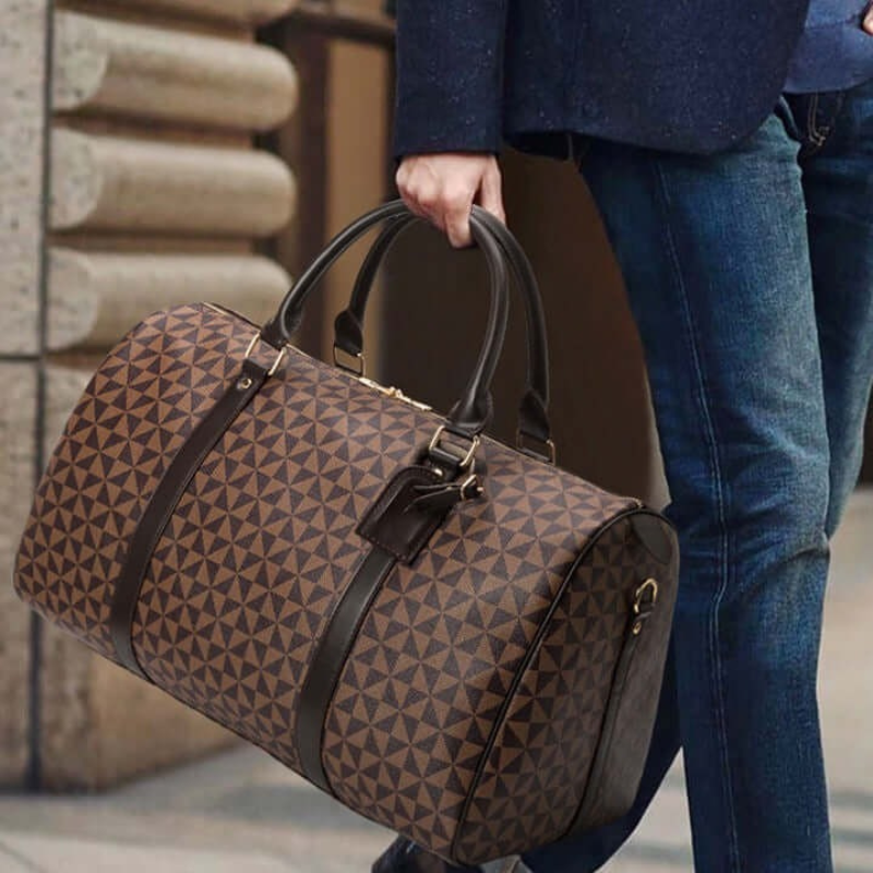 Premium Leather Travel Duffle Bag for Men Women