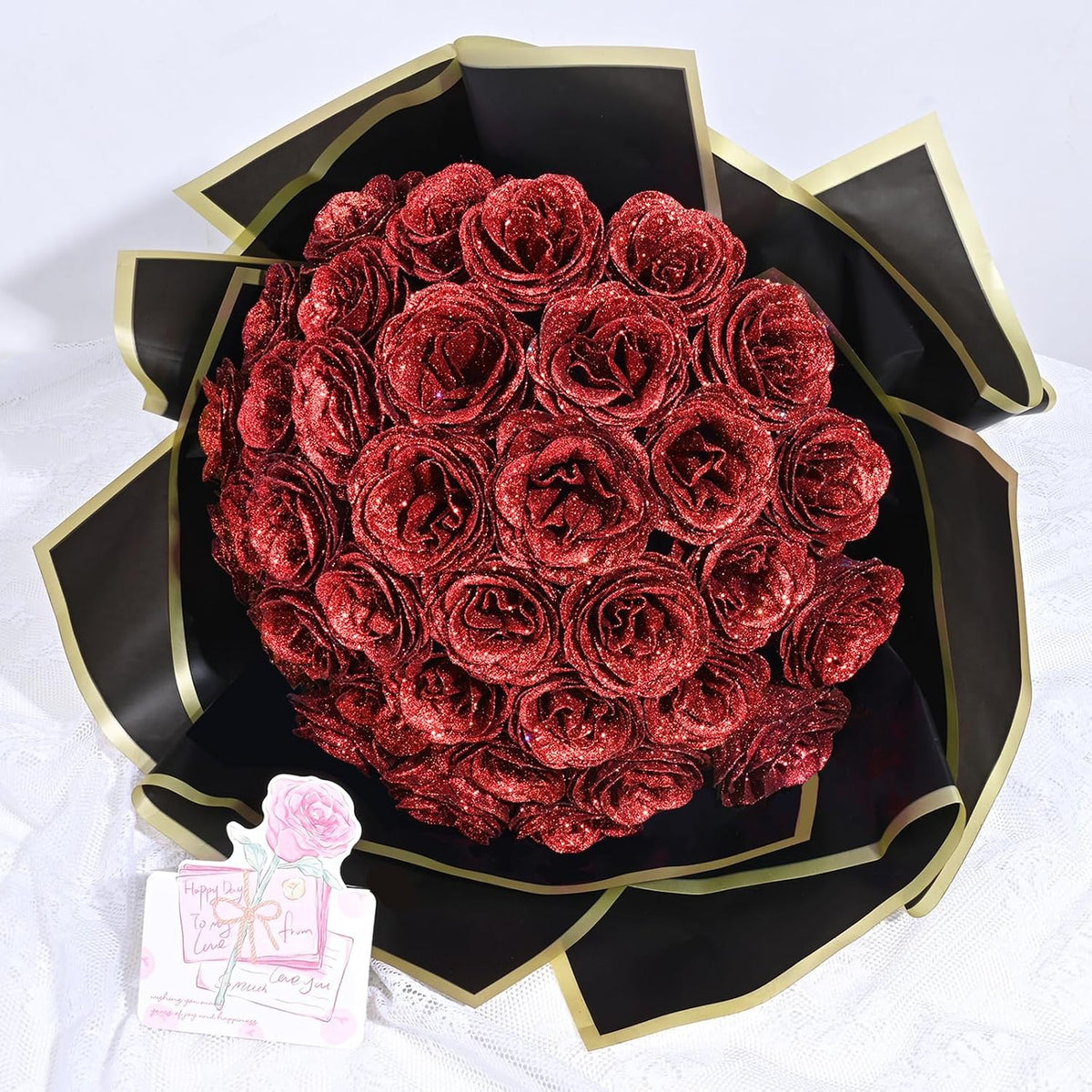 Preserved Glitter Rose in Gift Box for Romantic Gifts and Home Decor
