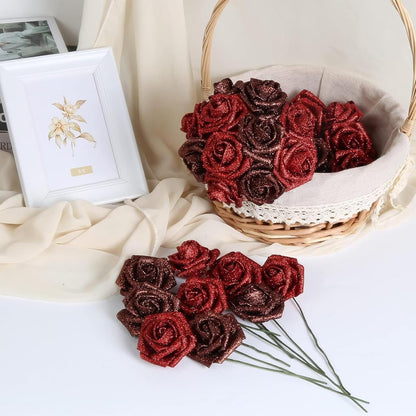 Preserved Glitter Rose in Gift Box for Romantic Gifts and Home Decor