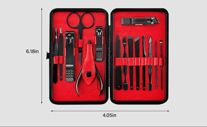 Professional 15 Piece Manicure and Pedicure Grooming Kit