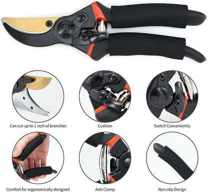 Professional Ratchet Garden Pruning Shears Ergonomic Hand Clippers
