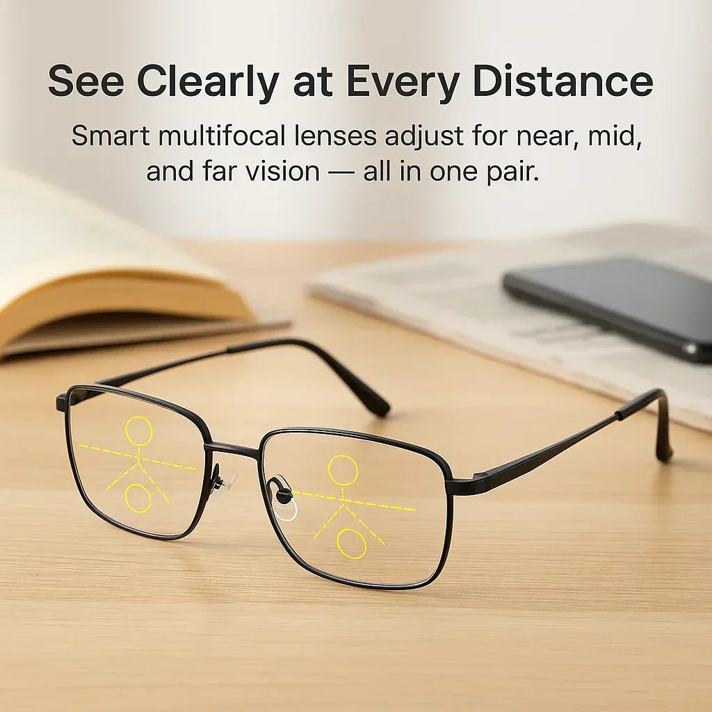 Progressive Multifocal Reading Glasses Blue Light Filter