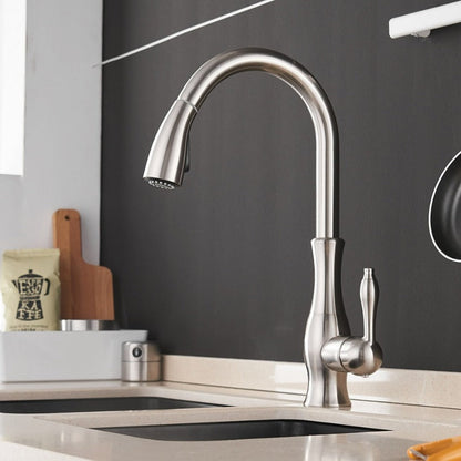Pull-Out Stainless Steel Kitchen Mixer Faucet with 360° Swivel Spray Head