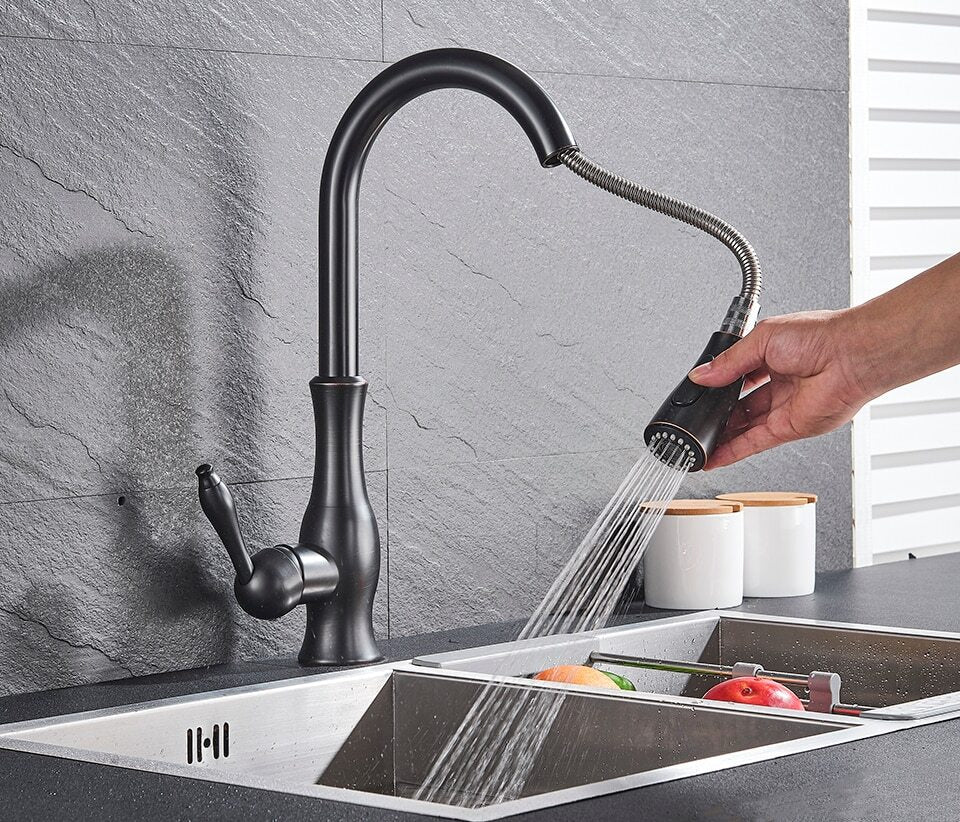 Pull-Out Stainless Steel Kitchen Mixer Faucet with 360° Swivel Spray Head