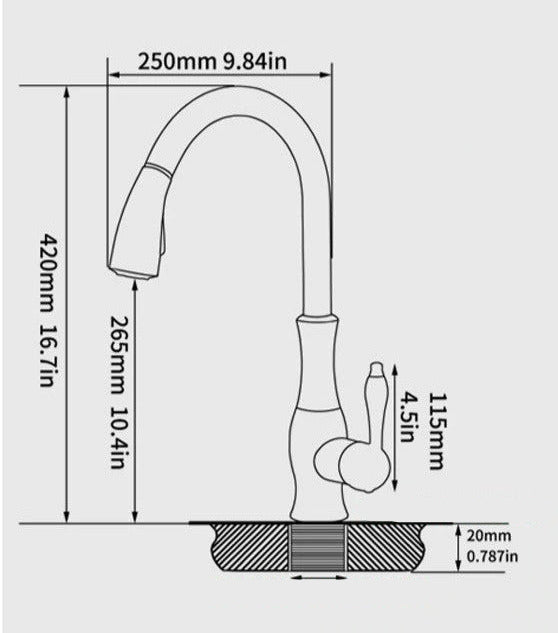 Pull-Out Stainless Steel Kitchen Mixer Faucet with 360° Swivel Spray Head