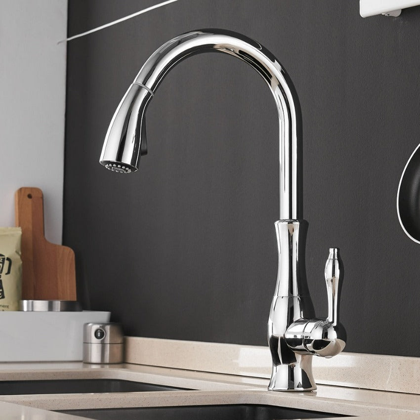 Pull-Out Stainless Steel Kitchen Mixer Faucet with 360° Swivel Spray Head