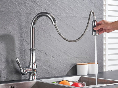 Pull-Out Stainless Steel Kitchen Mixer Faucet with 360° Swivel Spray Head