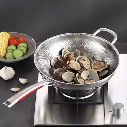 Pure Titanium Round Bottom Wok for Induction Cooking