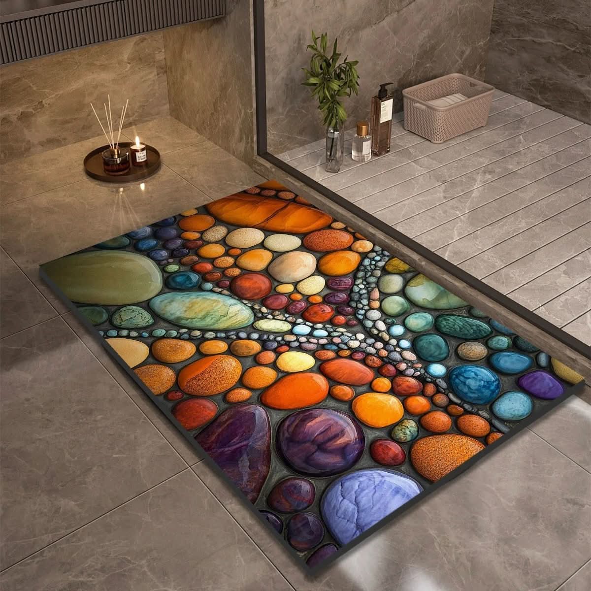Quick Dry Diatomaceous Earth Bath Mat with Non Slip Backing