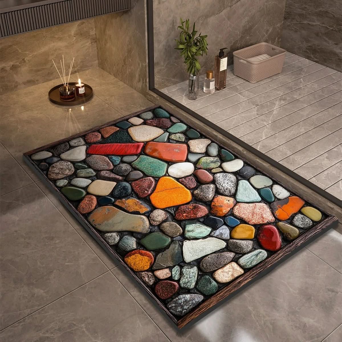 Quick Dry Diatomaceous Earth Bath Mat with Non Slip Backing