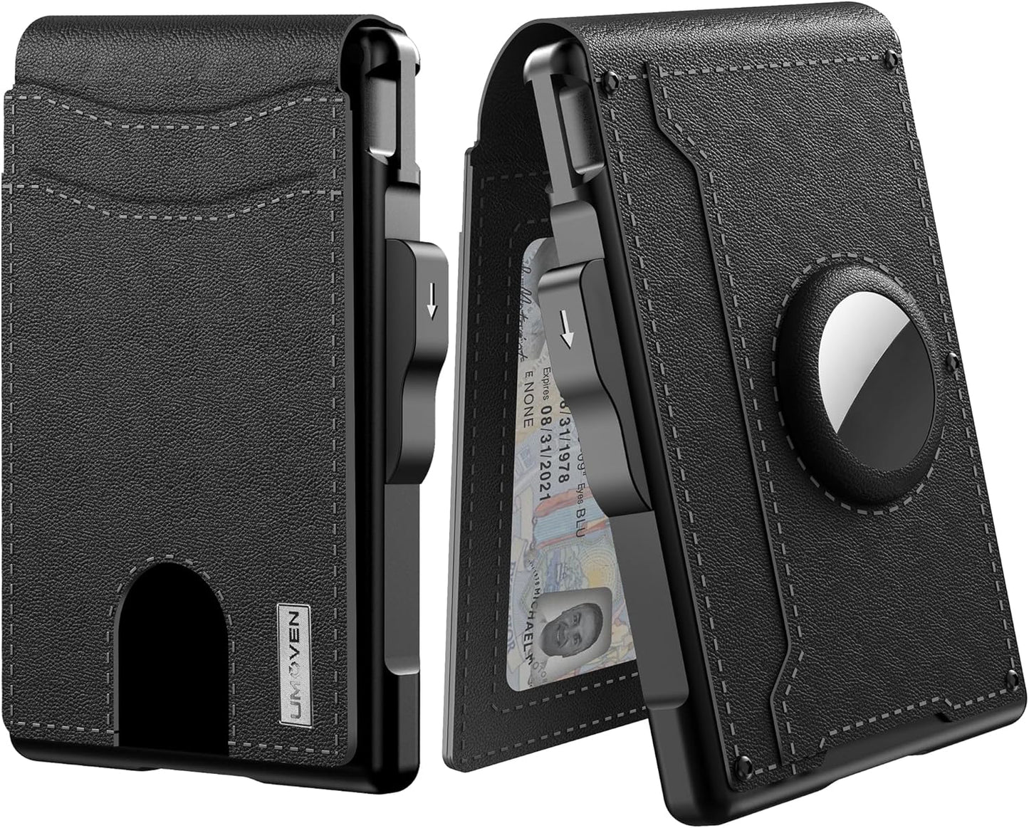 RFID AirTag Wallet Pop Up Card Holder Leather Money Clip