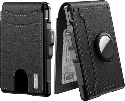 RFID AirTag Wallet Pop Up Card Holder Leather Money Clip