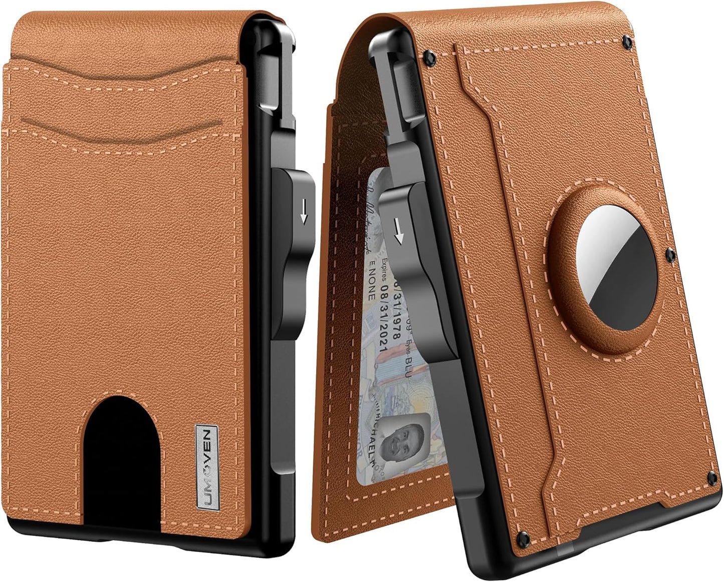 RFID AirTag Wallet Pop Up Card Holder Leather Money Clip