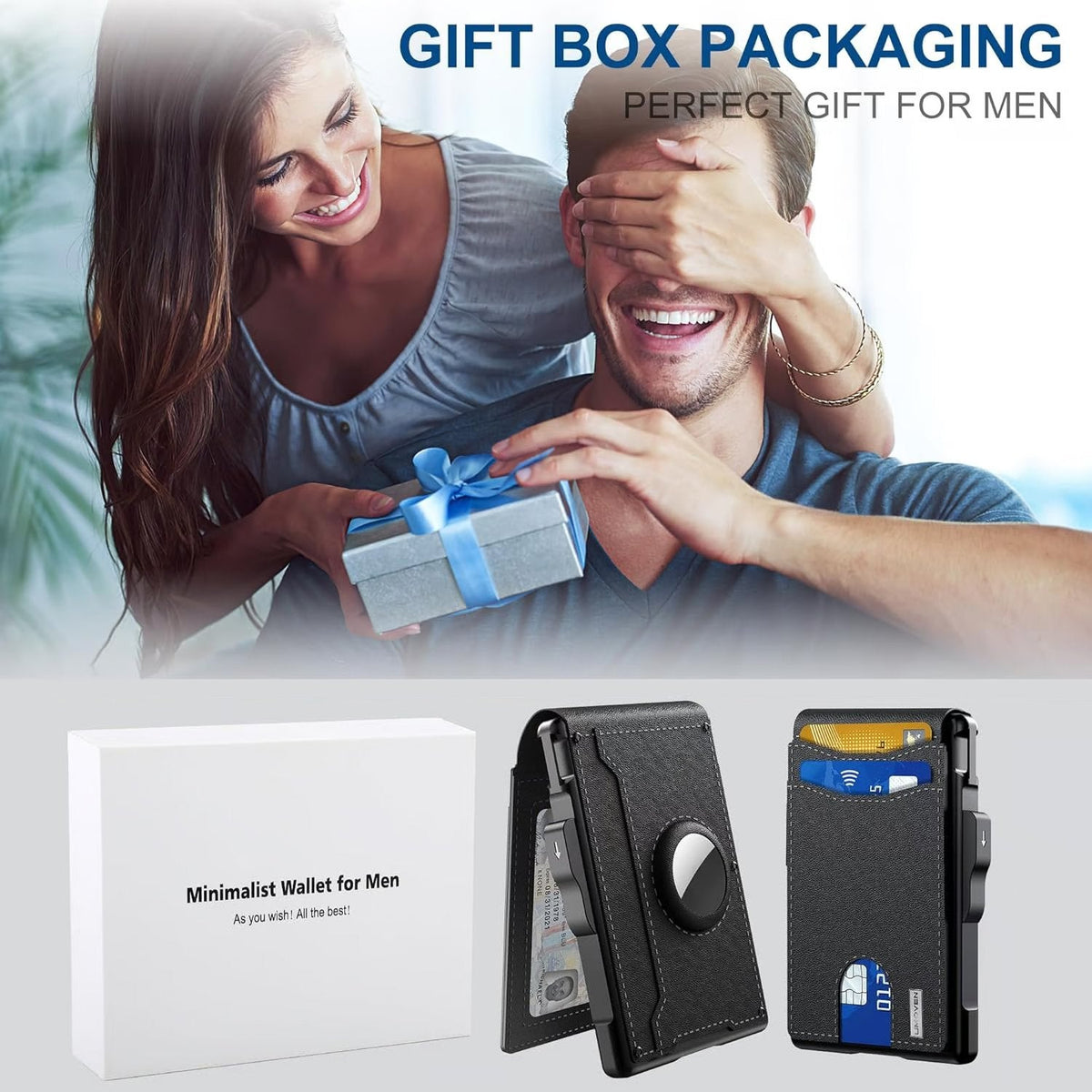 RFID Blocking Pop Up Wallet with Aluminum Card Holder and Money Clip