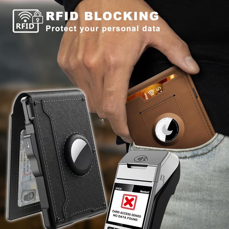 RFID Blocking Pop Up Wallet with Aluminum Card Holder and Money Clip