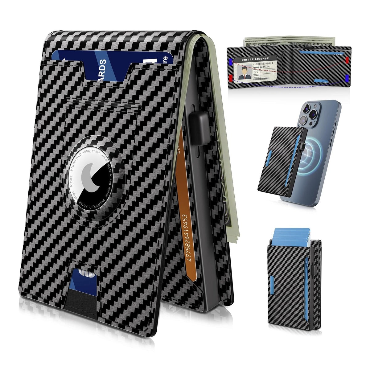 RFID Blocking Pop Up Wallet with Aluminum Card Holder and Money Clip