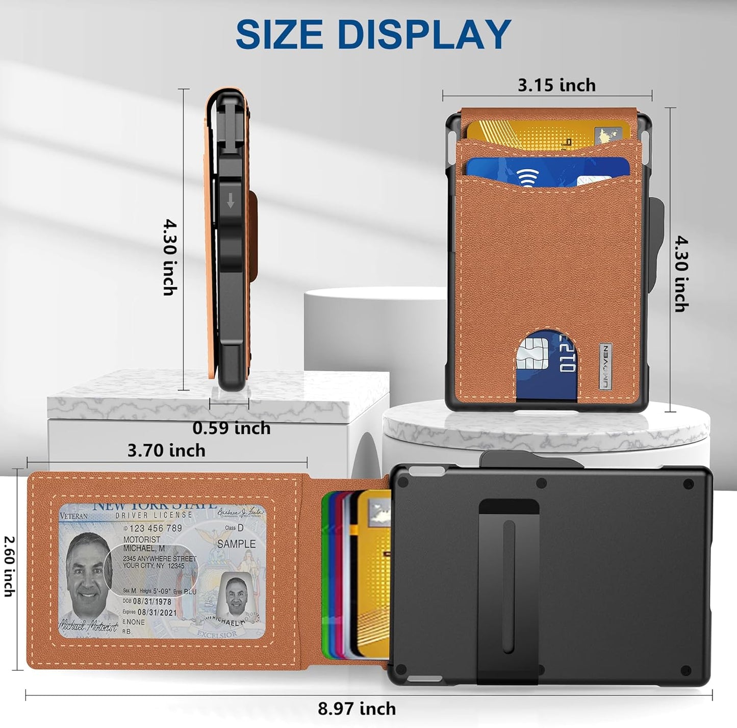 RFID Blocking Pop Up Wallet with Aluminum Card Holder and Money Clip