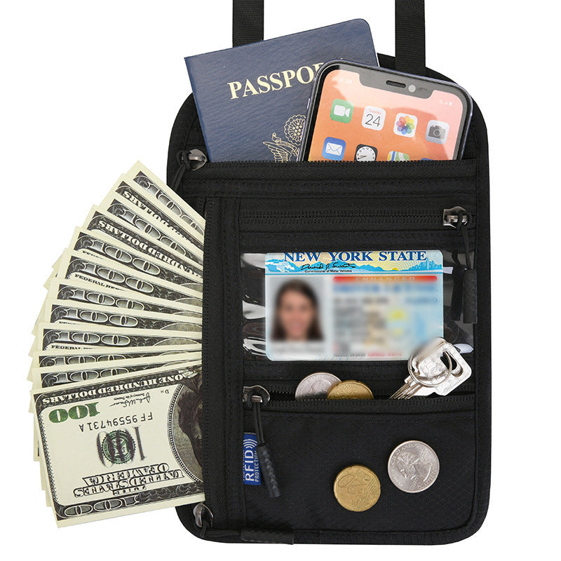 RFID Blocking Travel Neck Wallet Passport Holder
