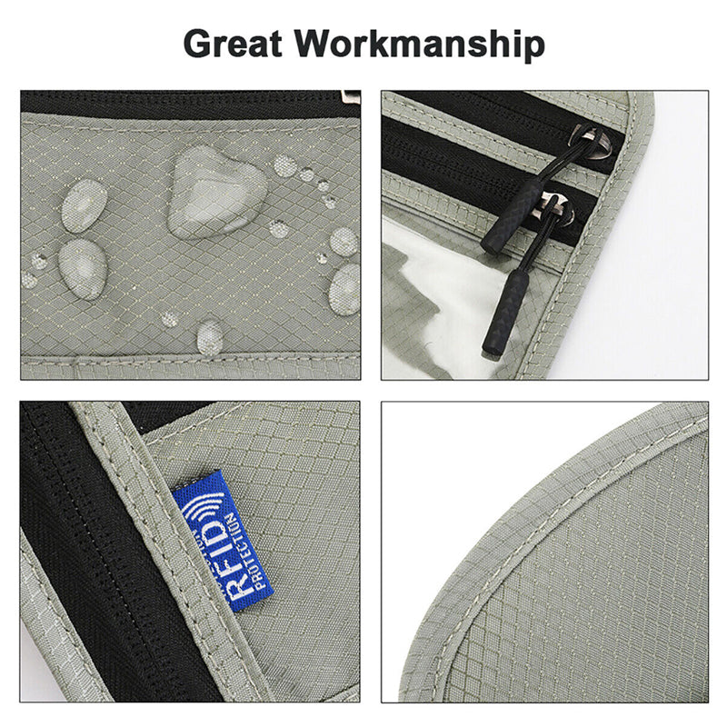 RFID Blocking Travel Neck Wallet Passport Holder
