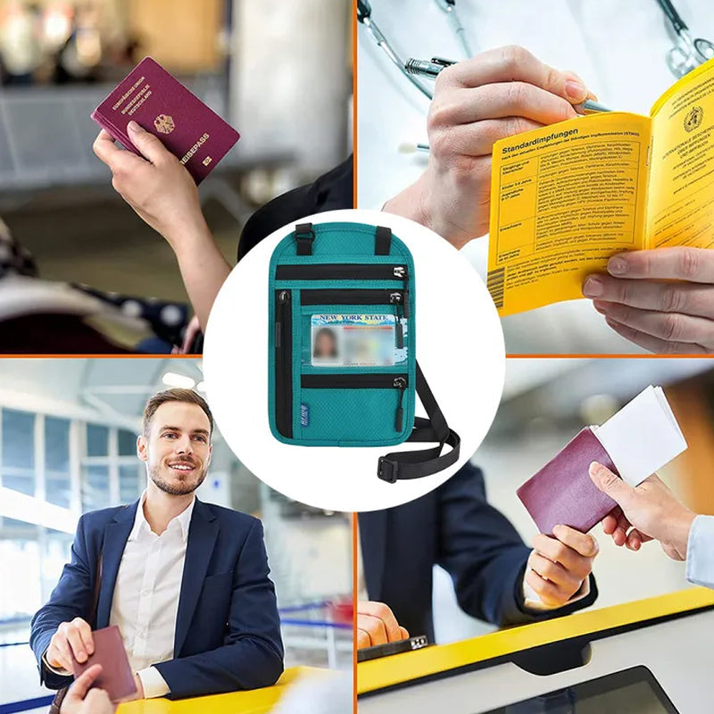 RFID Blocking Travel Neck Wallet Passport Holder