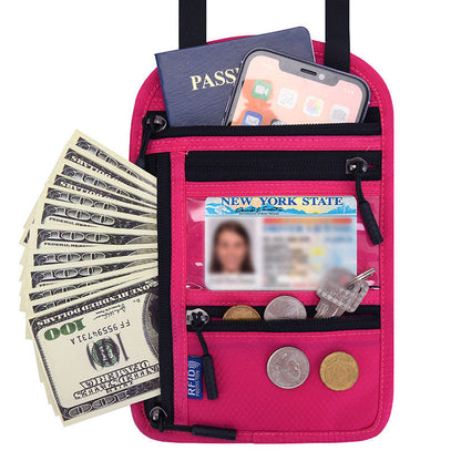 RFID Blocking Travel Neck Wallet Passport Holder