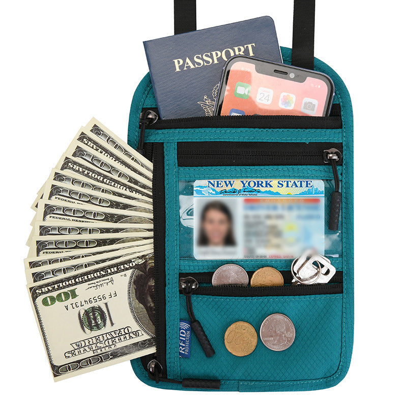 RFID Blocking Travel Neck Wallet Passport Holder