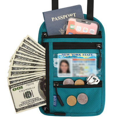 RFID Blocking Travel Neck Wallet Passport Holder