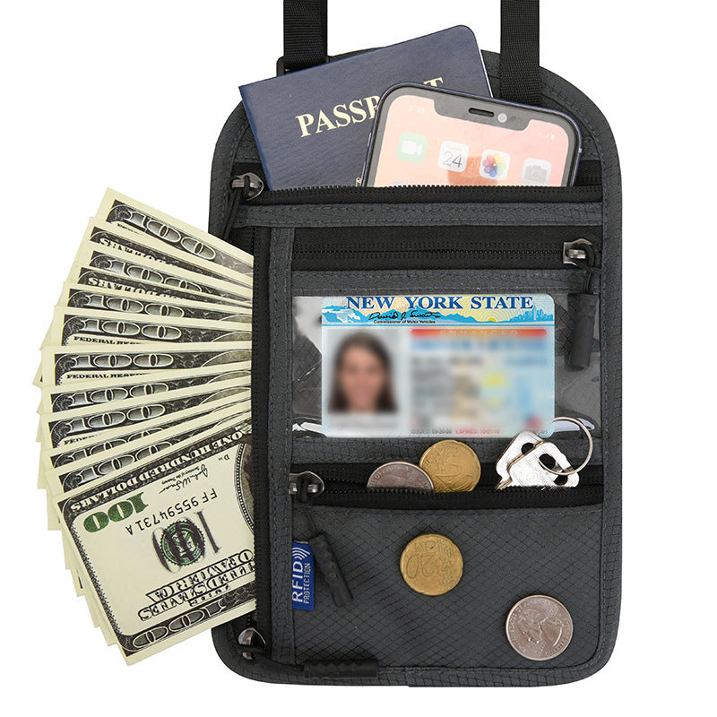 RFID Blocking Travel Neck Wallet Passport Holder
