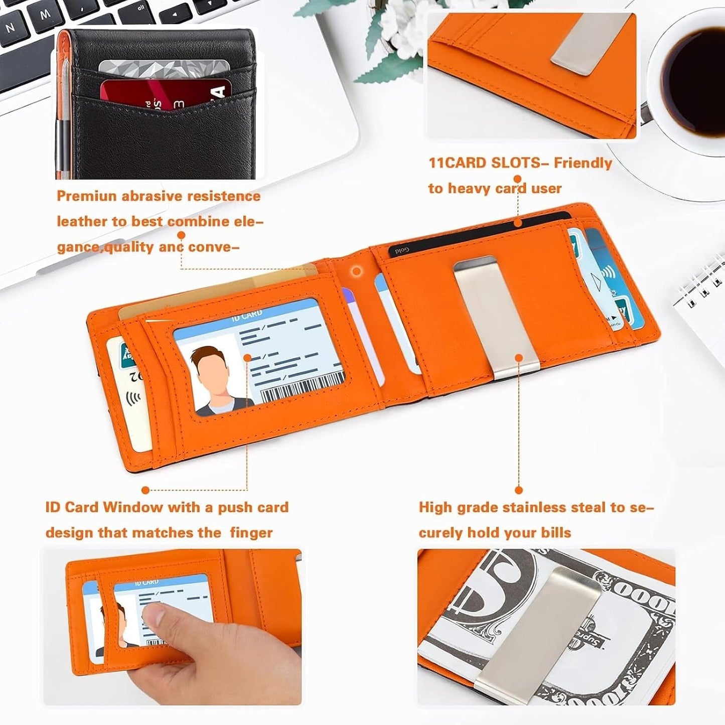 RFID Leather Men's Wallet Slim Compact Card Holder